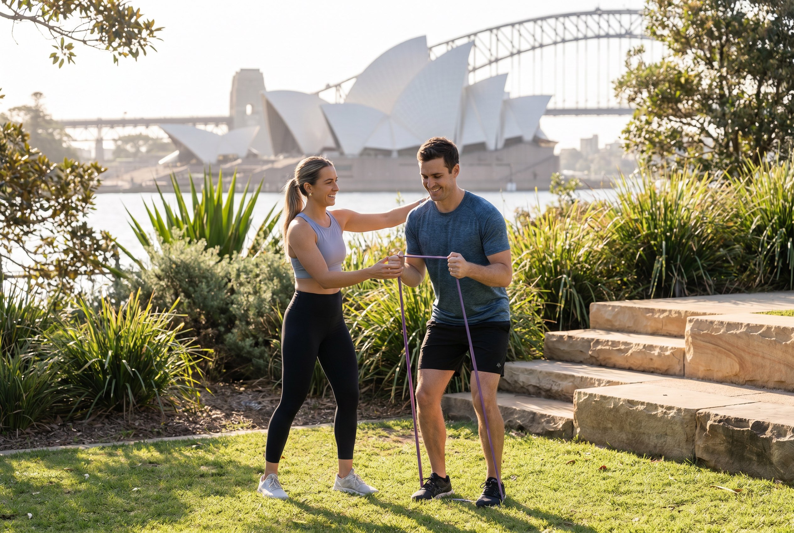 mobile personal trainer sydney one-on-one session in progress