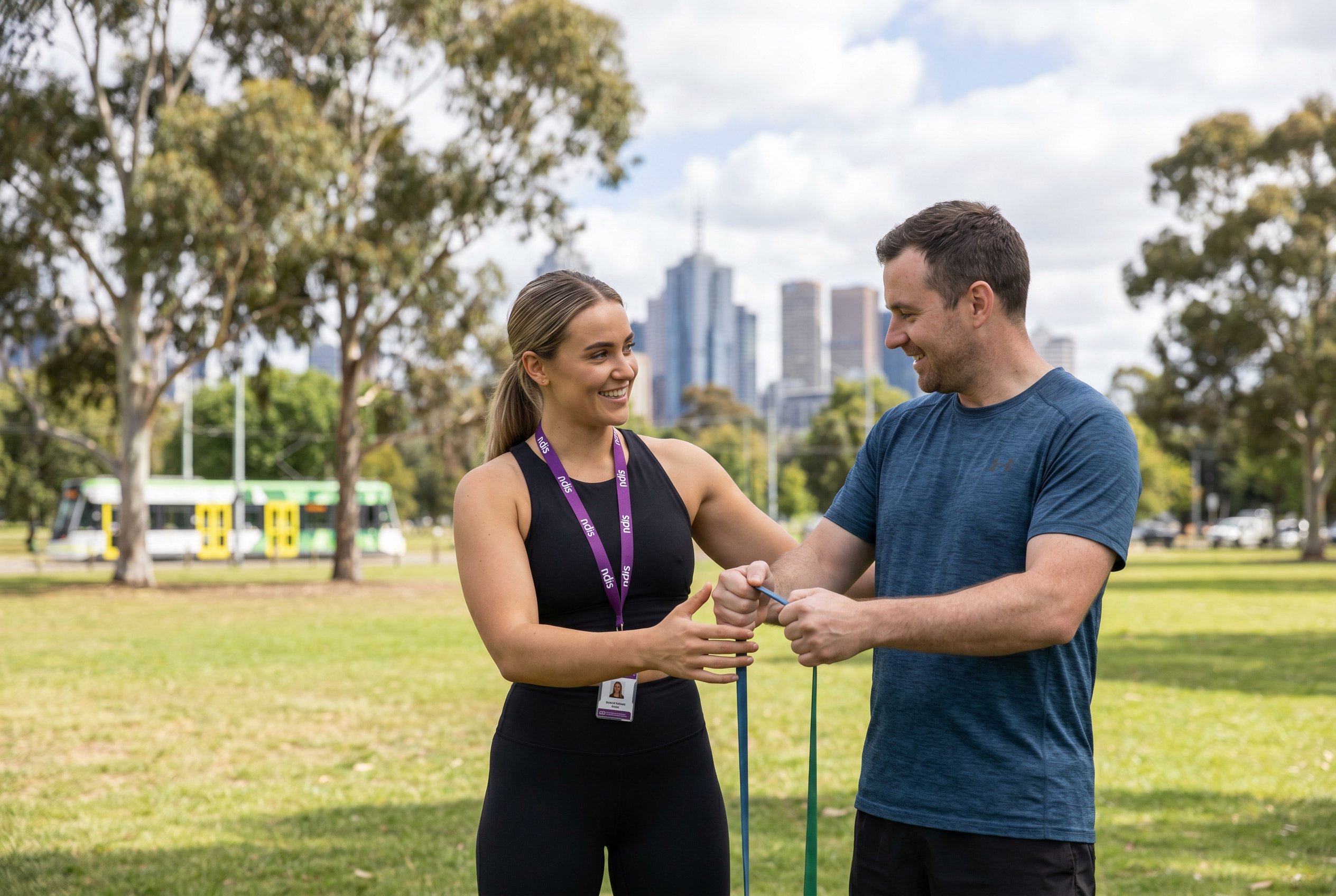 ndis personal trainer melbourne one-on-one session in progress